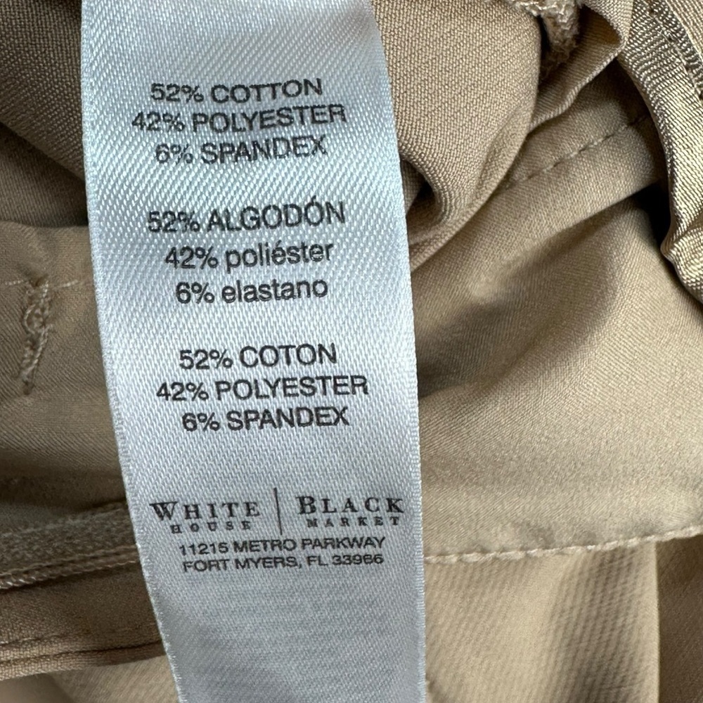 White House Black Market Straight Crop Pants Womens 6 Khaki Career Office WHBM - Picture 11 of 11